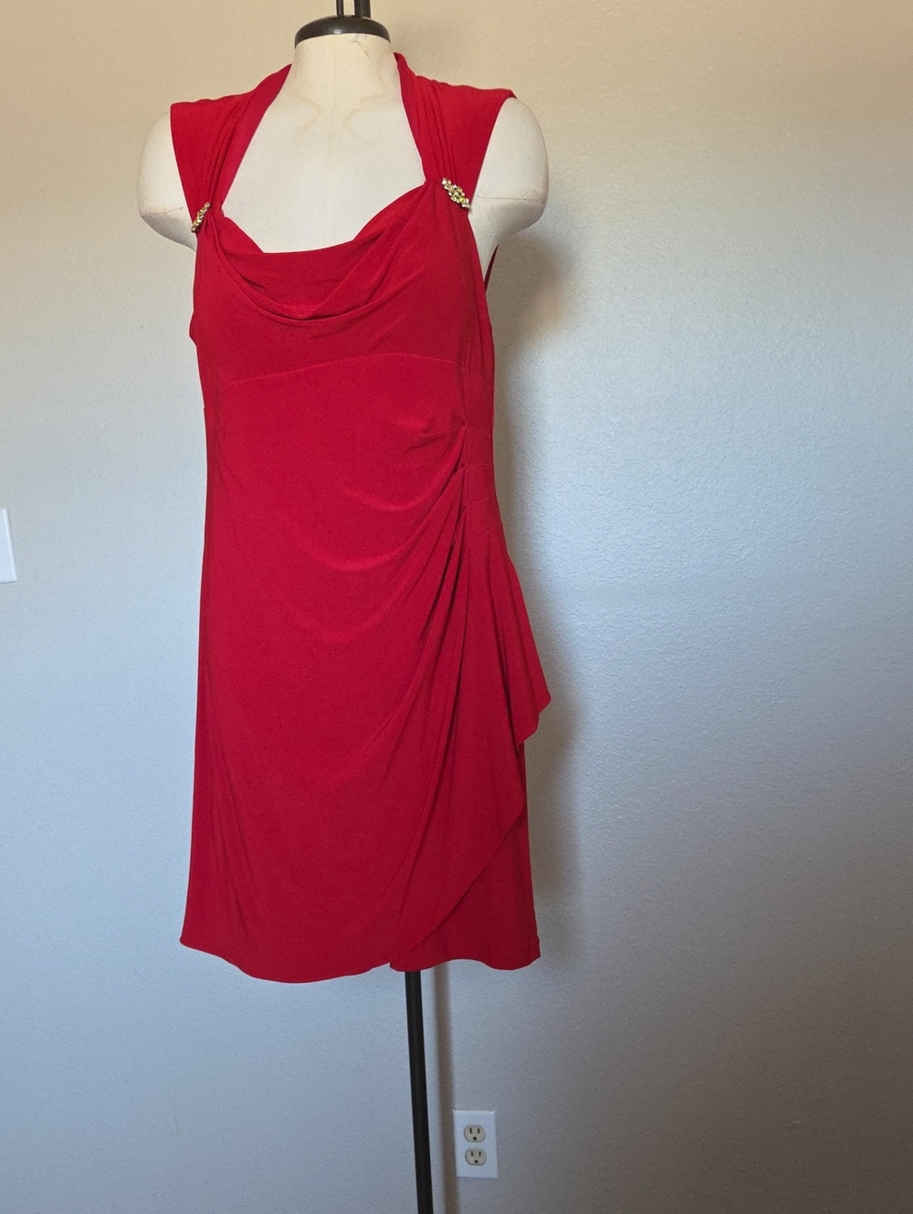 jcpenney Red Sleeveless Cowl Neck Mini Dress
